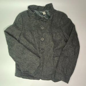 J.CREW Herringbone Fiona Ruffle Collar Chevron Wool Jacket Top | Size 8